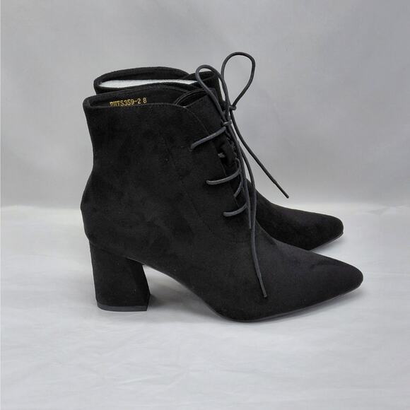 Perphy Womens Ankle Boots Size 8 Black Suede Lace Up Block Heel Goth Witchy NWT - Picture 1 of 11